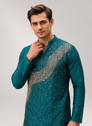 Diwali Sequin Kurta Pajama for Men – Crunchy Silk Kurta with Bead & Sequin Wave Work and Cotton Pajama 11