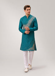 Diwali Sequin Kurta Pajama for Men – Crunchy Silk Kurta with Bead & Sequin Wave Work and Cotton Pajama 10