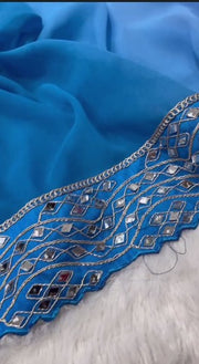 Diwali Shaded Georgette Saree – Ombre Mirror Work Saree with Embroidered Blouse in 4 Colours 12