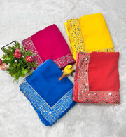 Diwali Shaded Georgette Saree – Ombre Mirror Work Saree with Embroidered Blouse in 4 Colours 18