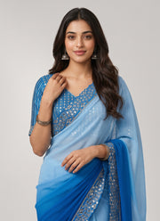 Diwali Shaded Georgette Saree – Ombre Mirror Work Saree with Embroidered Blouse in 4 Colours 2