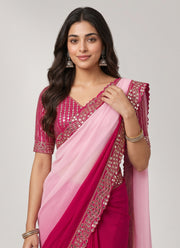 Diwali Shaded Georgette Saree – Ombre Mirror Work Saree with Embroidered Blouse in 4 Colours 8