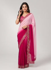 Diwali Shaded Georgette Saree – Ombre Mirror Work Saree with Embroidered Blouse in 4 Colours 7