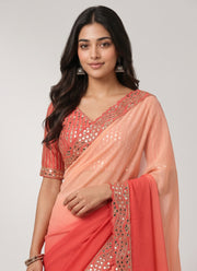 Diwali Shaded Georgette Saree – Ombre Mirror Work Saree with Embroidered Blouse in 4 Colours 4