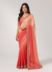 Diwali Shaded Georgette Saree – Ombre Mirror Work Saree with Embroidered Blouse in 4 Colours 3