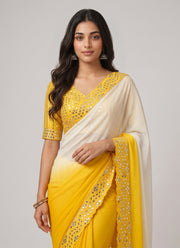 Diwali Shaded Georgette Saree – Ombre Mirror Work Saree with Embroidered Blouse in 4 Colours 6