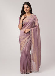 Diwali Siroski Work Saree – Space Silk with Diamond Scalloped Border in 9 Colours 1