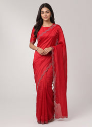 Diwali Siroski Work Saree – Space Silk with Diamond Scalloped Border in 9 Colours 15