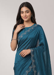 Diwali Siroski Work Saree – Space Silk with Diamond Scalloped Border in 9 Colours 14
