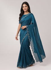 Diwali Siroski Work Saree – Space Silk with Diamond Scalloped Border in 9 Colours 13