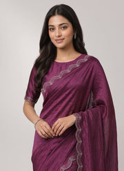 Diwali Siroski Work Saree – Space Silk with Diamond Scalloped Border in 9 Colours 6
