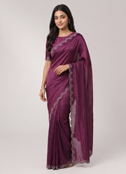 Diwali Siroski Work Saree – Space Silk with Diamond Scalloped Border in 9 Colours 5