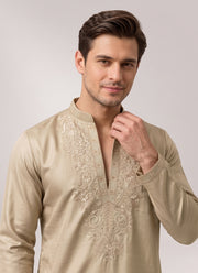 Diwali Star Silk Kurta for Men – Thread & Sequin Embroidered Yoke in 4 Colours 16