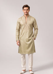 Diwali Star Silk Kurta for Men – Thread & Sequin Embroidered Yoke in 4 Colours 13