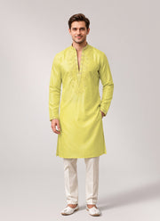 Diwali Star Silk Kurta for Men – Thread & Sequin Embroidered Yoke in 4 Colours 5