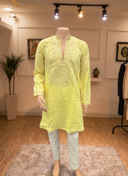 Diwali Star Silk Kurta for Men – Thread & Sequin Embroidered Yoke in 4 Colours 6