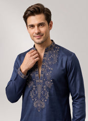 Diwali Star Silk Kurta for Men – Thread & Sequin Embroidered Yoke in 4 Colours 4