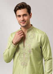 Diwali Star Silk Kurta for Men – Thread & Sequin Embroidered Yoke in 4 Colours 12