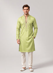 Diwali Star Silk Kurta for Men – Thread & Sequin Embroidered Yoke in 4 Colours 9