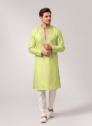 Diwali Star Silk Kurta for Men – Thread & Sequin Embroidered Yoke in 4 Colours 11
