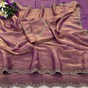 Diwali Siroski Work Saree – Space Silk with Diamond Scalloped Border in 9 Colours 19