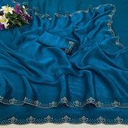 Diwali Siroski Work Saree – Space Silk with Diamond Scalloped Border in 9 Colours 25