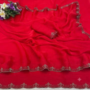 Diwali Siroski Work Saree – Space Silk with Diamond Scalloped Border in 9 Colours 26
