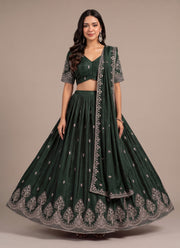 Diwali Tree Motif Lehenga – Chinon Lehenga Choli with Silver Sequin Embroidery & Dupatta 5