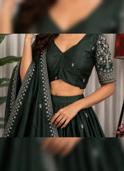 Diwali Tree Motif Lehenga – Chinon Lehenga Choli with Silver Sequin Embroidery & Dupatta 13