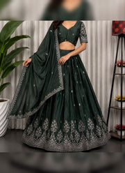 Diwali Tree Motif Lehenga – Chinon Lehenga Choli with Silver Sequin Embroidery & Dupatta 12