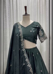 Diwali Tree Motif Lehenga – Chinon Lehenga Choli with Silver Sequin Embroidery & Dupatta 15
