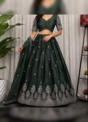 Diwali Tree Motif Lehenga – Chinon Lehenga Choli with Silver Sequin Embroidery & Dupatta 6
