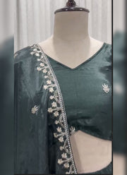 Diwali Tree Motif Lehenga – Chinon Lehenga Choli with Silver Sequin Embroidery & Dupatta 14