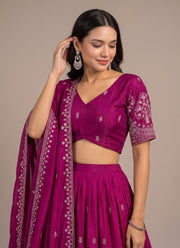 Diwali Tree Motif Lehenga – Chinon Lehenga Choli with Silver Sequin Embroidery & Dupatta 4