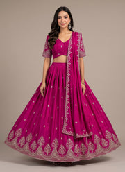 Diwali Tree Motif Lehenga – Chinon Lehenga Choli with Silver Sequin Embroidery & Dupatta 1