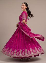 Diwali Tree Motif Lehenga – Chinon Lehenga Choli with Silver Sequin Embroidery & Dupatta 3