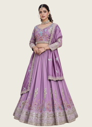 Pure Vichitra Embroidered Lehenga Choli Set 2
