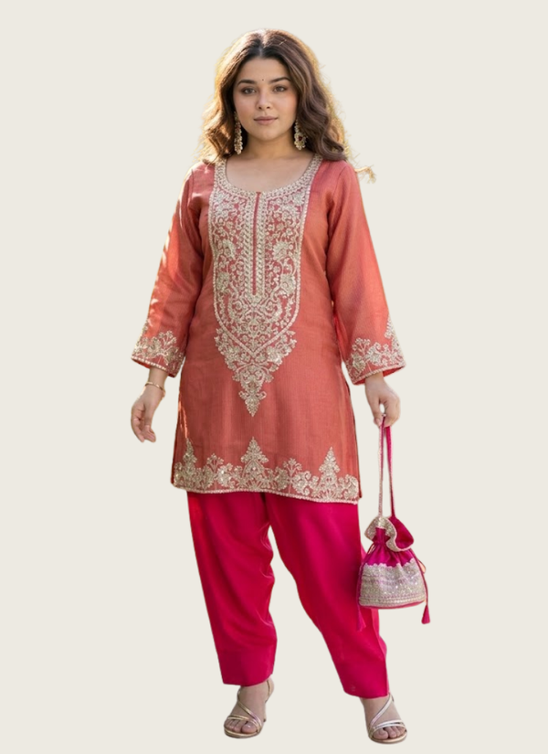 Viscose Embroidered Set with Batwa Bag