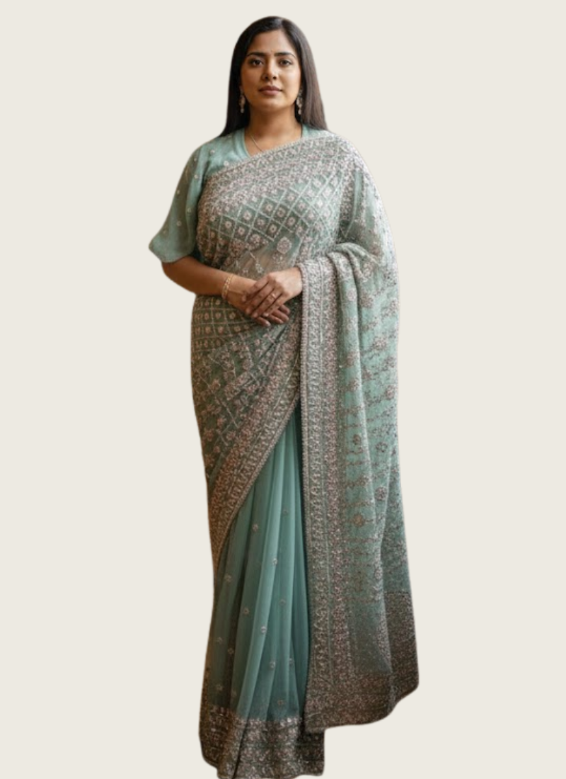 Handmade Gotapatti Saree – Stitched Blouse & Petticoat