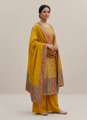 Diwali Yellow Paisley Kani Silk Suit – Jamawar Weave & Kani Dupatta 2